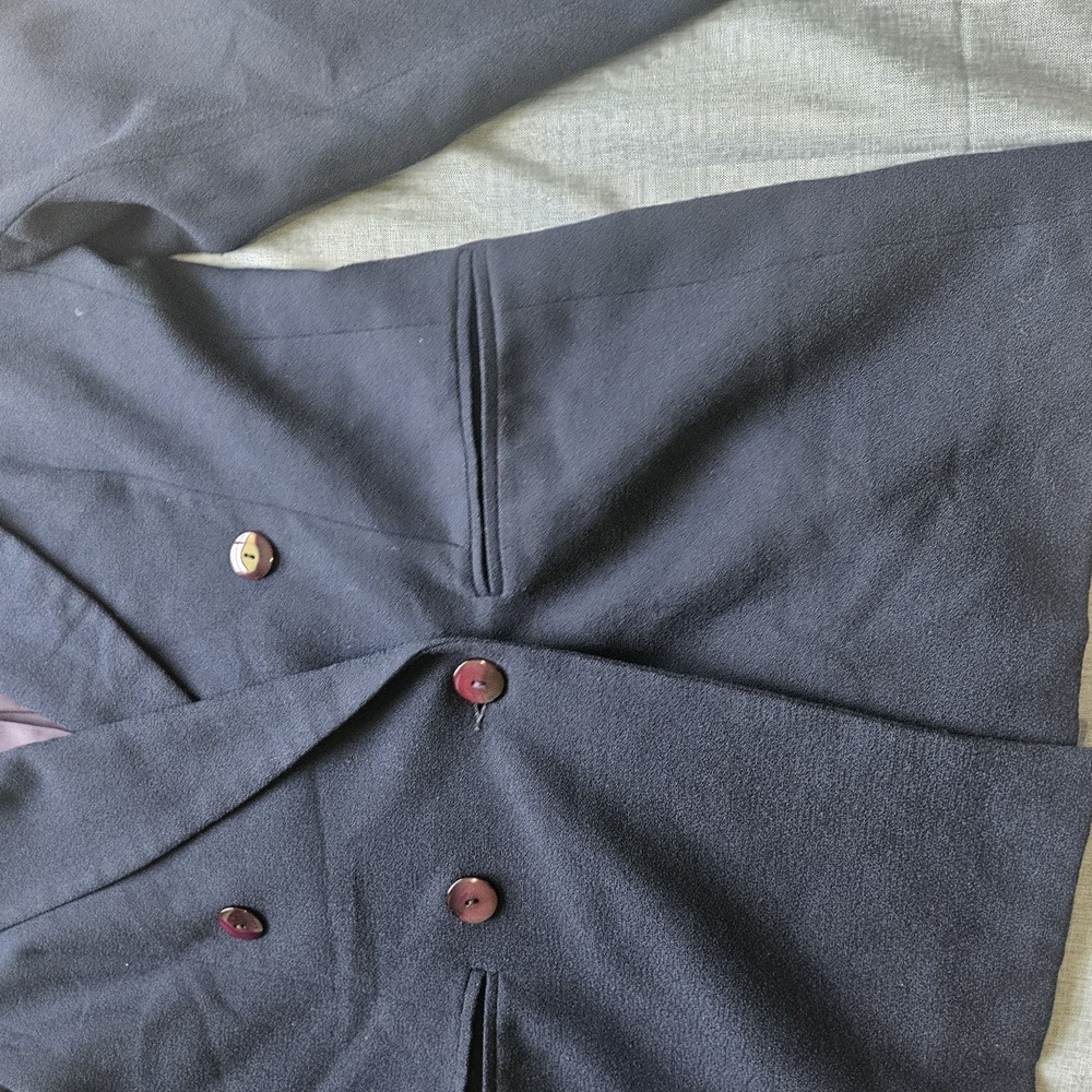 VTG Womens 100% Wool Blazer Size 12 Black Suit Jacket Made In USA 90s Grandpa - Picture 7 of 16